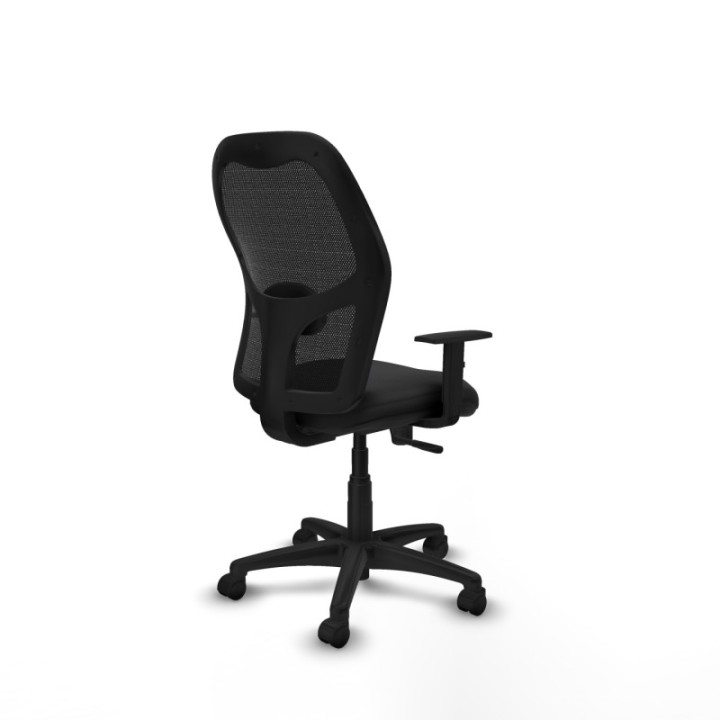 Alocén sincro malla negra similpiel negro brazos 1D base poliamida  ruedas nailon 50mm