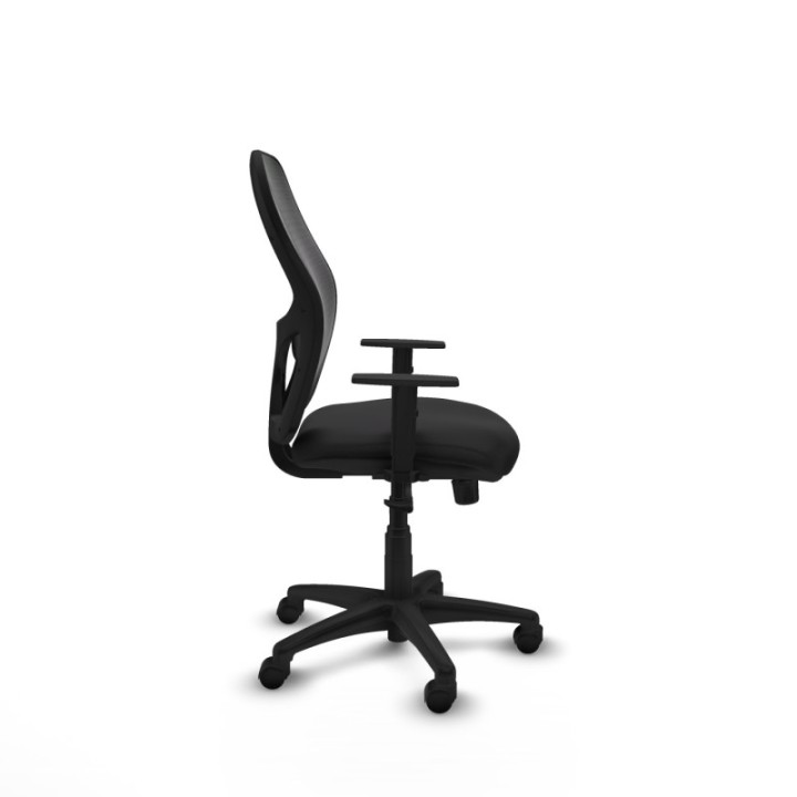 Alocén sincro malla negra similpiel negro brazos 1D base poliamida  ruedas nailon 50mm