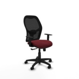 Alocén sincro malla negra similpiel granate brazos 1D base poliamida  ruedas nailon 50mm