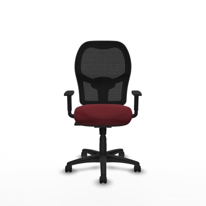 Alocén sincro malla negra similpiel granate brazos 1D base poliamida  ruedas nailon 50mm