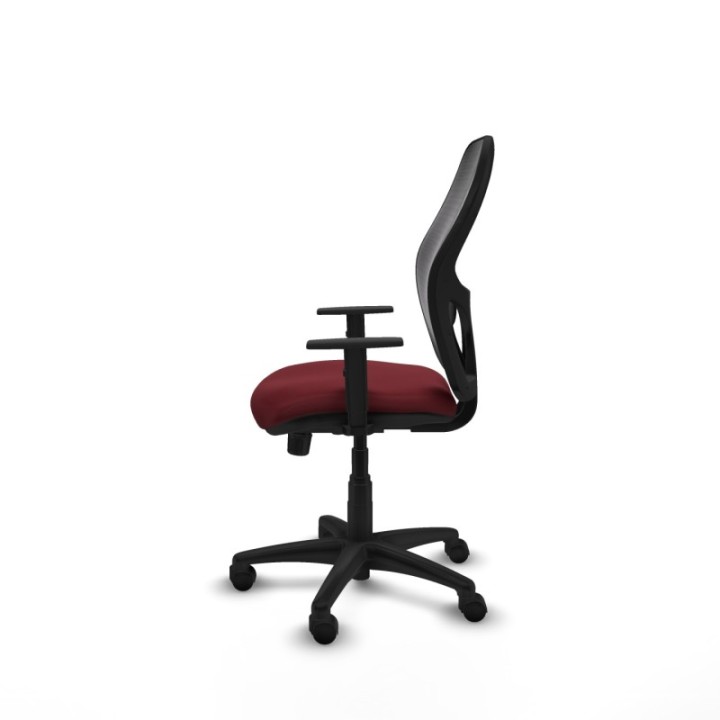 Alocén sincro malla negra similpiel granate brazos 1D base poliamida  ruedas nailon 50mm