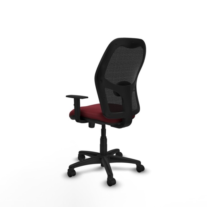 Alocén sincro malla negra similpiel granate brazos 1D base poliamida  ruedas nailon 50mm