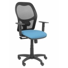 Silla Alocén malla negra asiento bali azul cielo brazos regulables