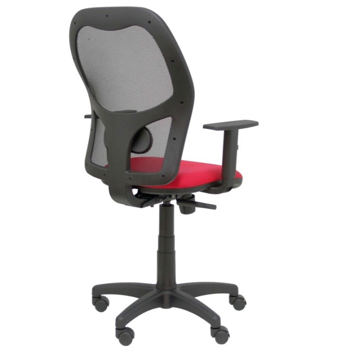 Silla Alocén malla negra asiento bali rojo brazos regulables
