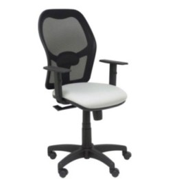 Silla Alocén malla negra asiento bali gris claro brazos regulables