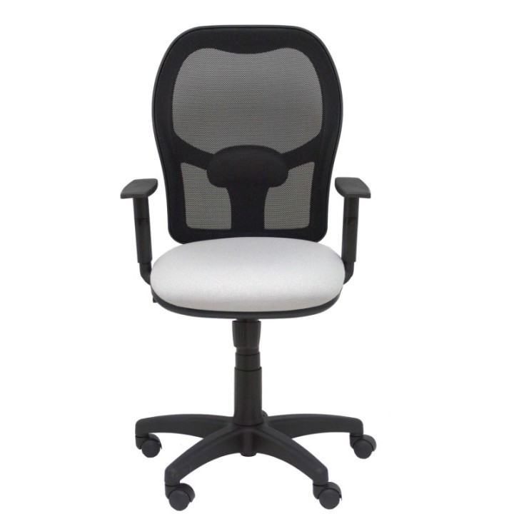 Silla Alocén malla negra asiento bali gris claro brazos regulables