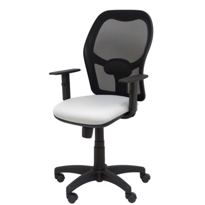 Silla Alocén malla negra asiento bali gris claro brazos regulables