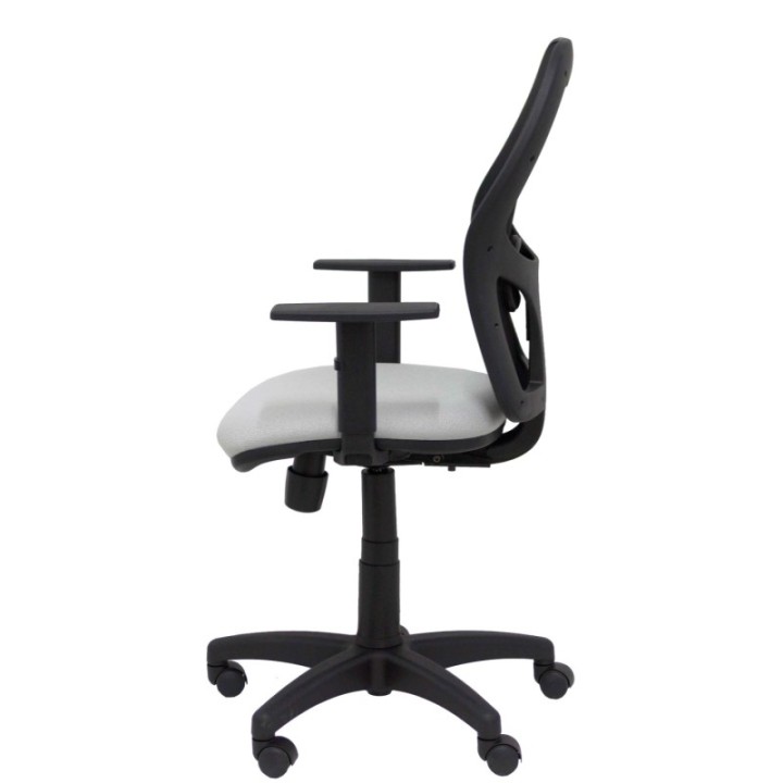 Silla Alocén malla negra asiento bali gris claro brazos regulables