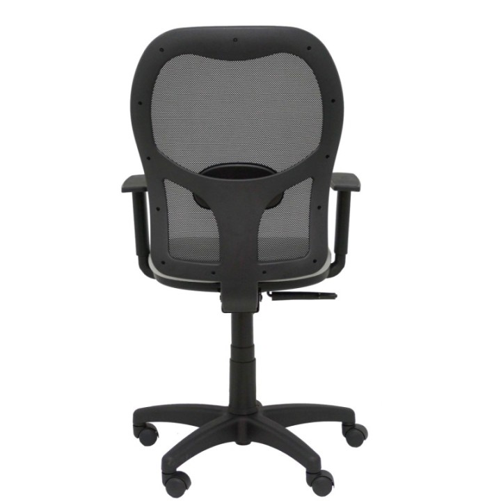 Silla Alocén malla negra asiento bali gris claro brazos regulables