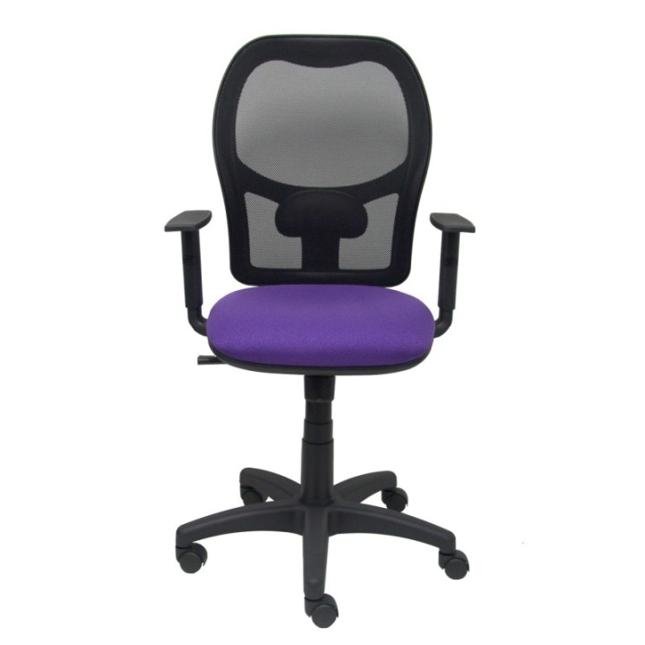 Silla Alocén malla negra asiento bali lila brazos regulables