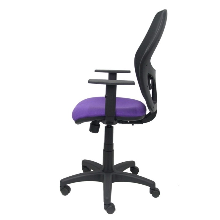 Silla Alocén malla negra asiento bali lila brazos regulables