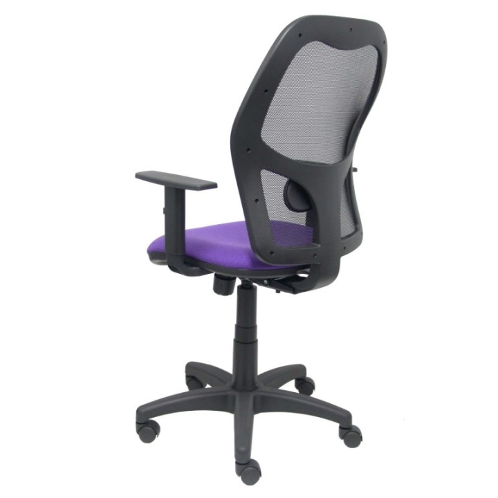 Silla Alocén malla negra asiento bali lila brazos regulables