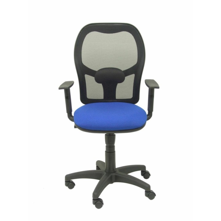 Silla Alocén malla negra asiento bali azul brazos regulables