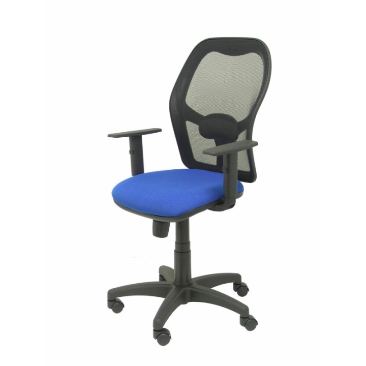 Silla Alocén malla negra asiento bali azul brazos regulables