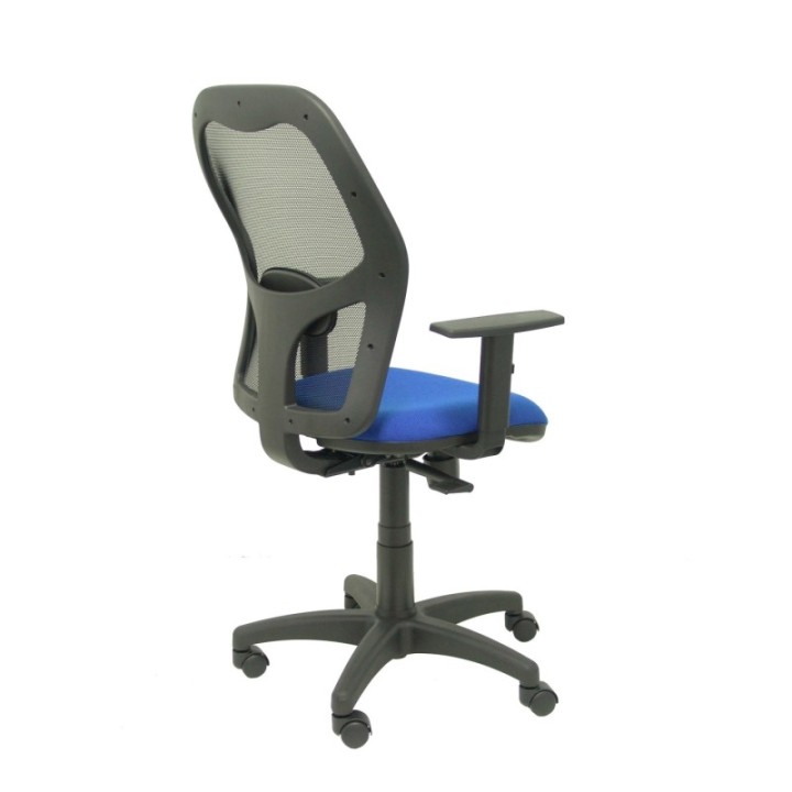 Silla Alocén malla negra asiento bali azul brazos regulables