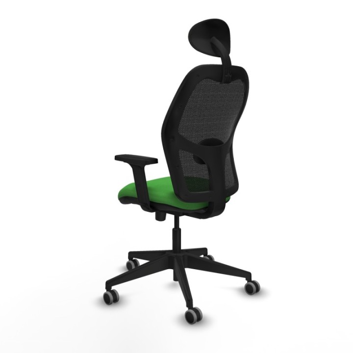 Alocén traslack malla negra bali verde brazos 2D base piramidal cabecero fijo ruedas engomadas 65mm