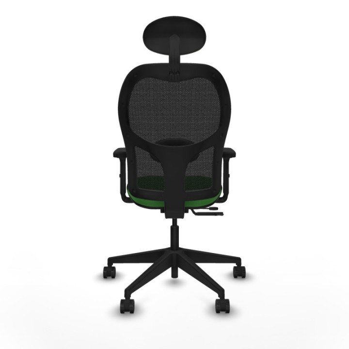 Alocén traslack malla negra bali verde brazos 2D base piramidal cabecero fijo ruedas nailon 65mm