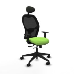 Alocén traslack malla negra bali pistacho brazos 1D base piramidal cabecero fijo ruedas nailon 65mm