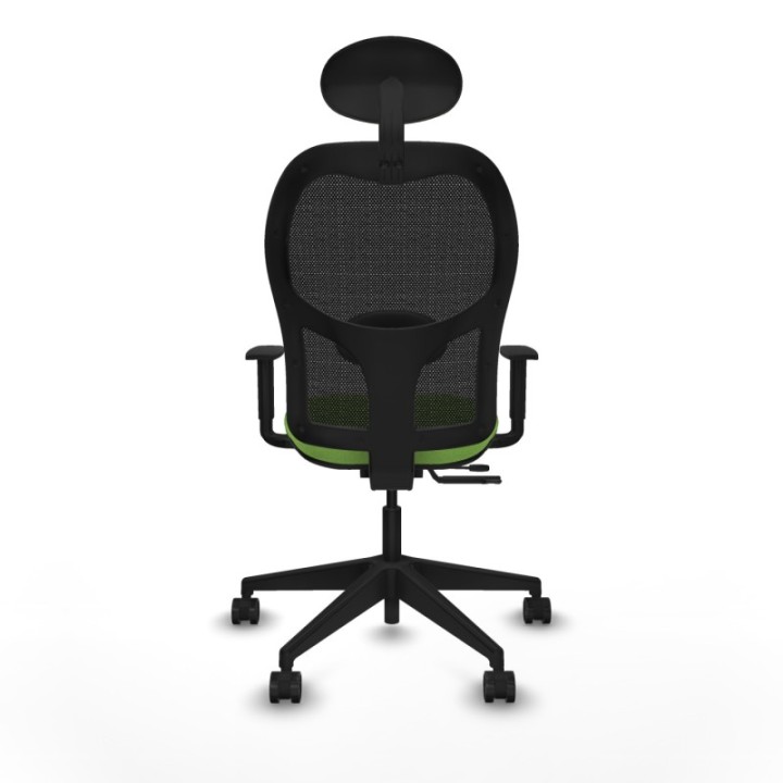 Alocén traslack malla negra bali pistacho brazos 1D base piramidal cabecero fijo ruedas nailon 65mm