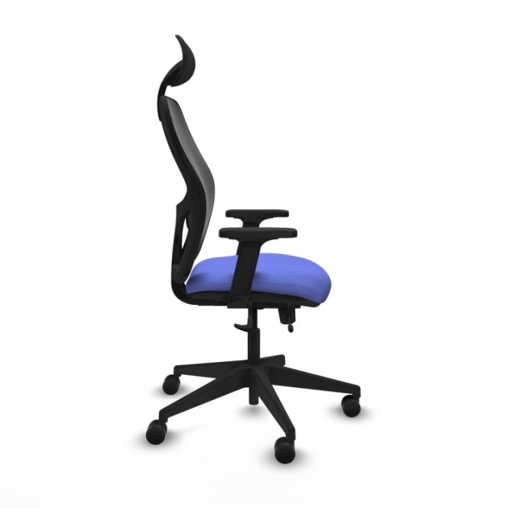 Alocén traslack malla negra bali azul claro brazos 2D base piramidal cabecero fijo ruedas nailon 65mm