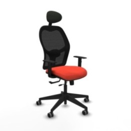 Alocén traslack malla negra bali naranja oscuro brazos 1D base piramidal cabecero fijo ruedas engomadas 65mm