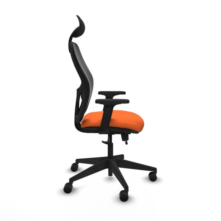 Alocén traslack malla negra bali naranja brazos 2D base piramidal cabecero fijo ruedas nailon 65mm