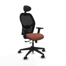 Alocén traslack malla negra bali marrón brazos 2D base piramidal cabecero fijo ruedas nailon 65mm