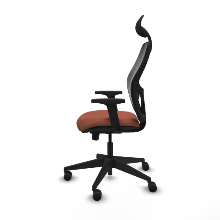 Alocén traslack malla negra bali marrón brazos 2D base piramidal cabecero fijo ruedas nailon 65mm