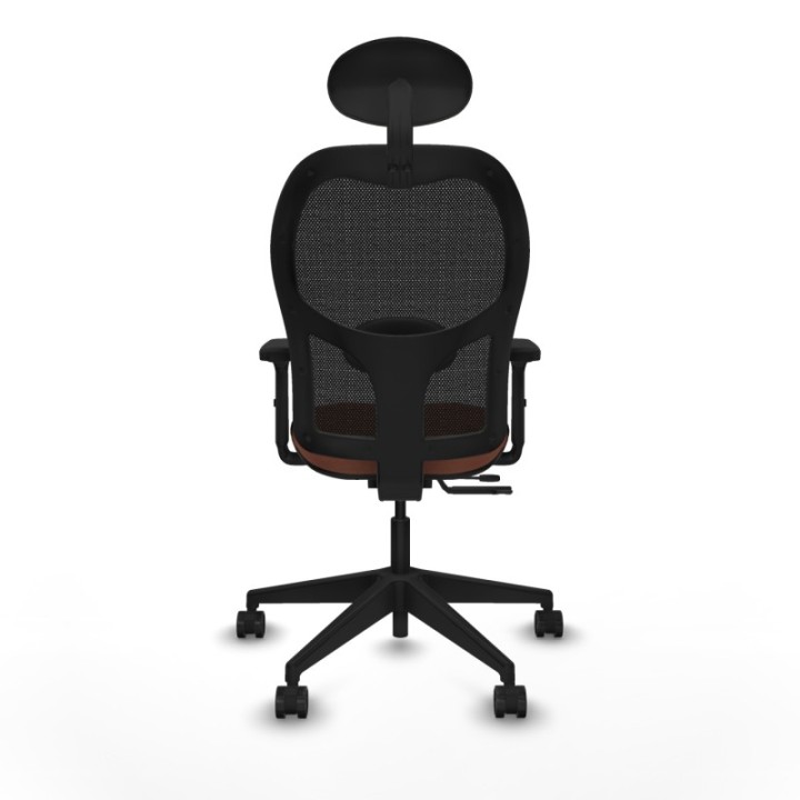 Alocén traslack malla negra bali marrón brazos 2D base piramidal cabecero fijo ruedas nailon 65mm