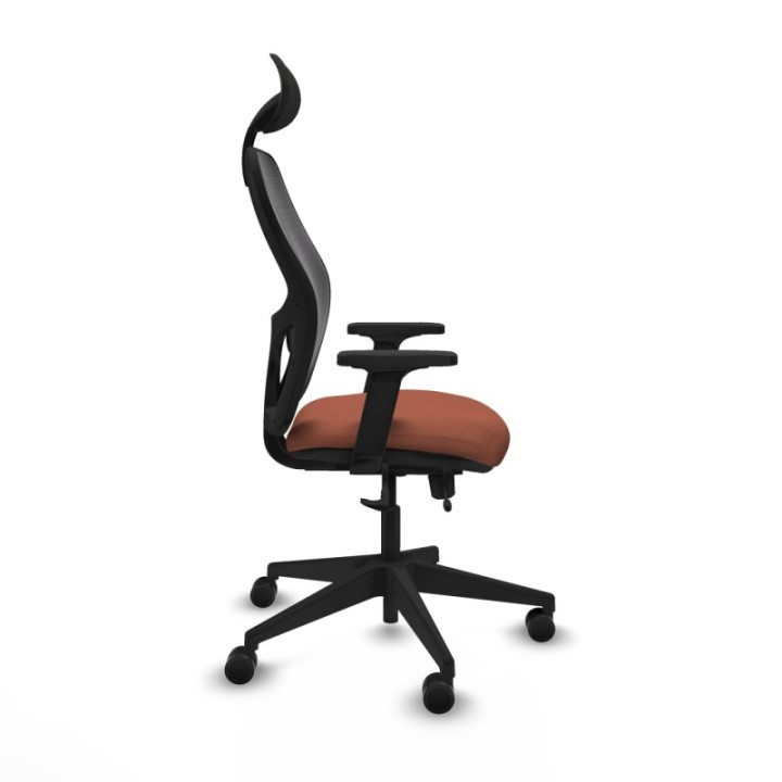 Alocén traslack malla negra bali marrón brazos 2D base piramidal cabecero fijo ruedas nailon 65mm