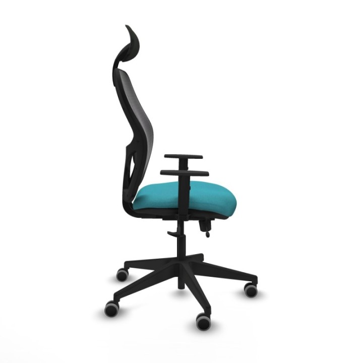 Alocén traslack malla negra bali turquesa brazos 1D base piramidal cabecero fijo ruedas engomadas 65mm