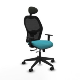 Alocén traslack malla negra bali turquesa brazos 1D base piramidal cabecero fijo ruedas nailon 65mm