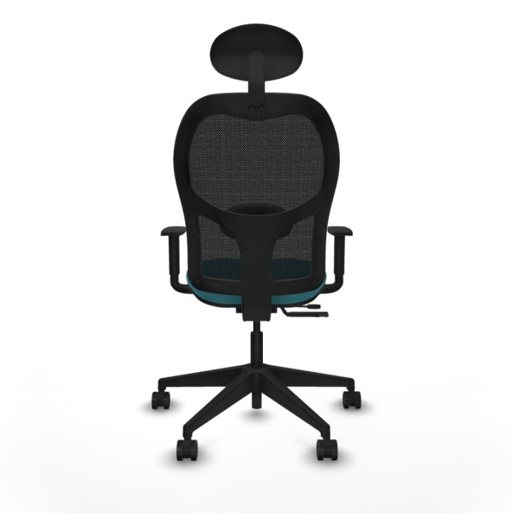 Alocén traslack malla negra bali turquesa brazos 1D base piramidal cabecero fijo ruedas nailon 65mm