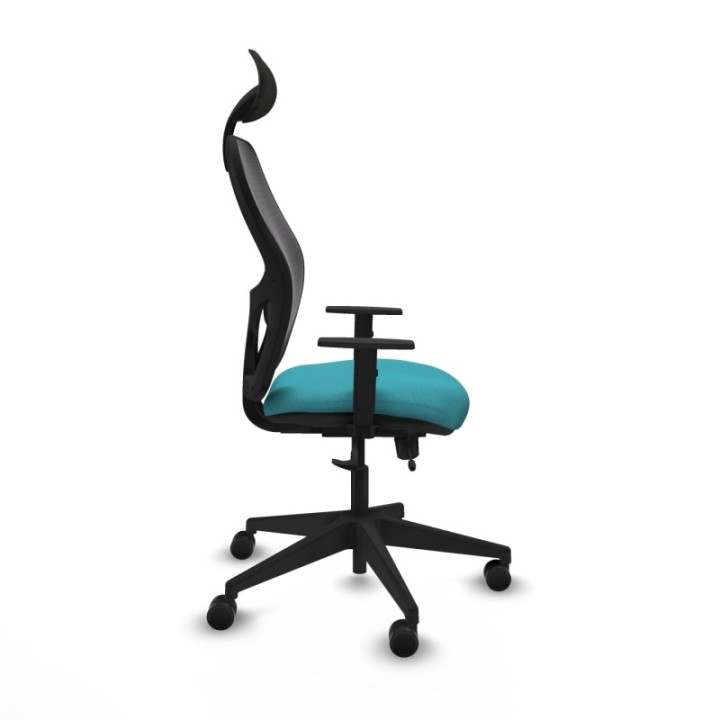 Alocén traslack malla negra bali turquesa brazos 1D base piramidal cabecero fijo ruedas nailon 65mm