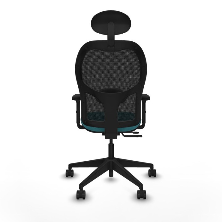 Alocén traslack malla negra bali turquesa brazos 2D base piramidal cabecero fijo ruedas nailon 65mm