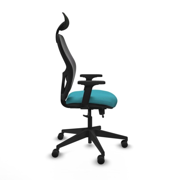 Alocén traslack malla negra bali turquesa brazos 2D base piramidal cabecero fijo ruedas nailon 65mm