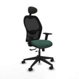 Alocén traslack malla negra bali verde botella brazos 2D base piramidal cabecero fijo ruedas nailon 65mm