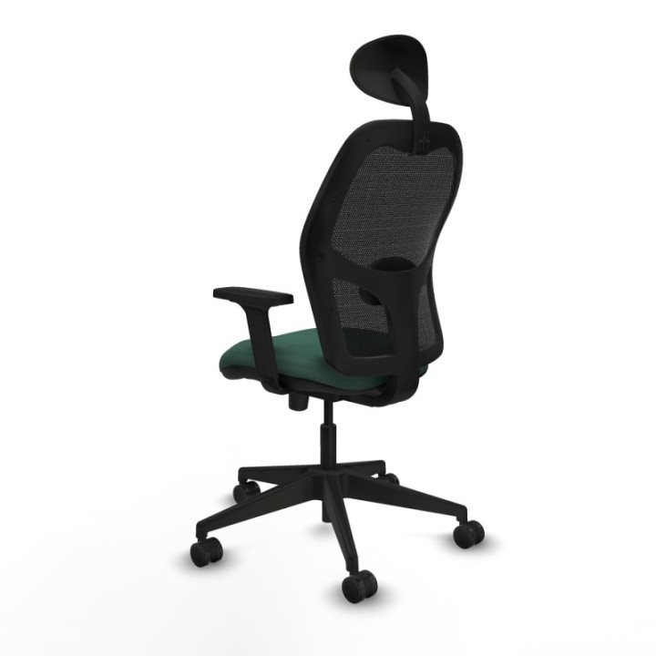 Alocén traslack malla negra bali verde botella brazos 2D base piramidal cabecero fijo ruedas nailon 65mm