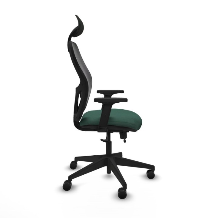 Alocén traslack malla negra bali verde botella brazos 2D base piramidal cabecero fijo ruedas nailon 65mm