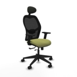 Alocén traslack malla negra bali verde oliva brazos 2D base piramidal cabecero fijo ruedas nailon 65mm