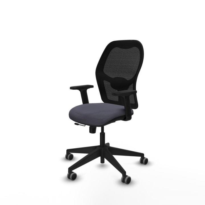 Alocén traslack malla negra bali gris oscuro brazos 2D base piramidal  ruedas engomadas 65mm