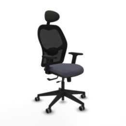 Alocén traslack malla negra bali gris oscuro brazos 2D base piramidal cabecero fijo ruedas engomadas 65mm