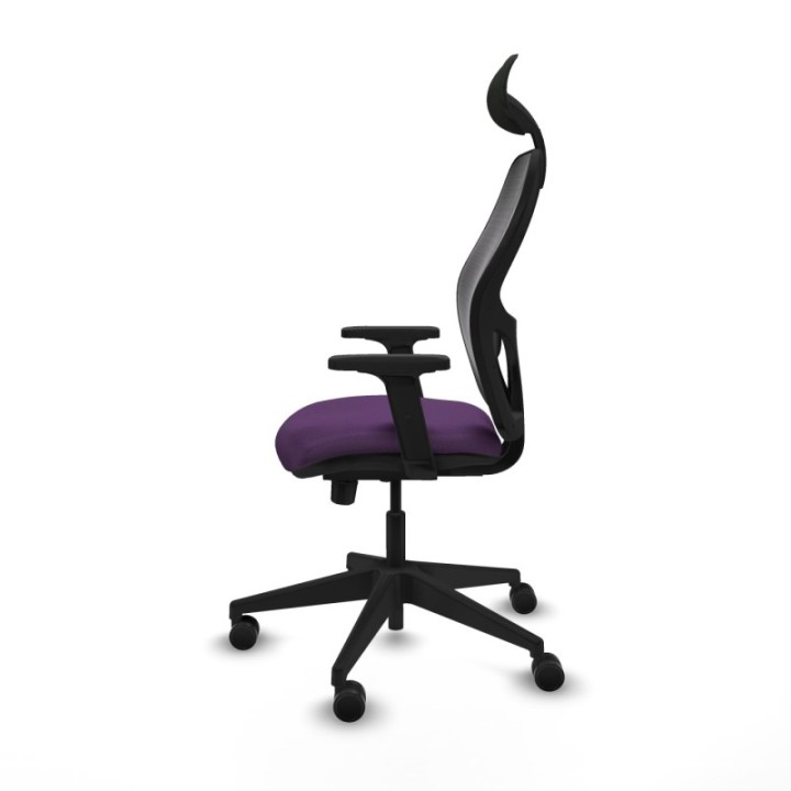 Alocén traslack malla negra bali morado brazos 2D base piramidal cabecero fijo ruedas nailon 65mm