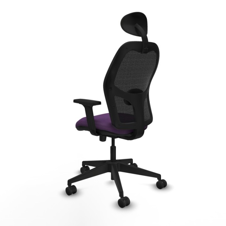 Alocén traslack malla negra bali morado brazos 2D base piramidal cabecero fijo ruedas nailon 65mm