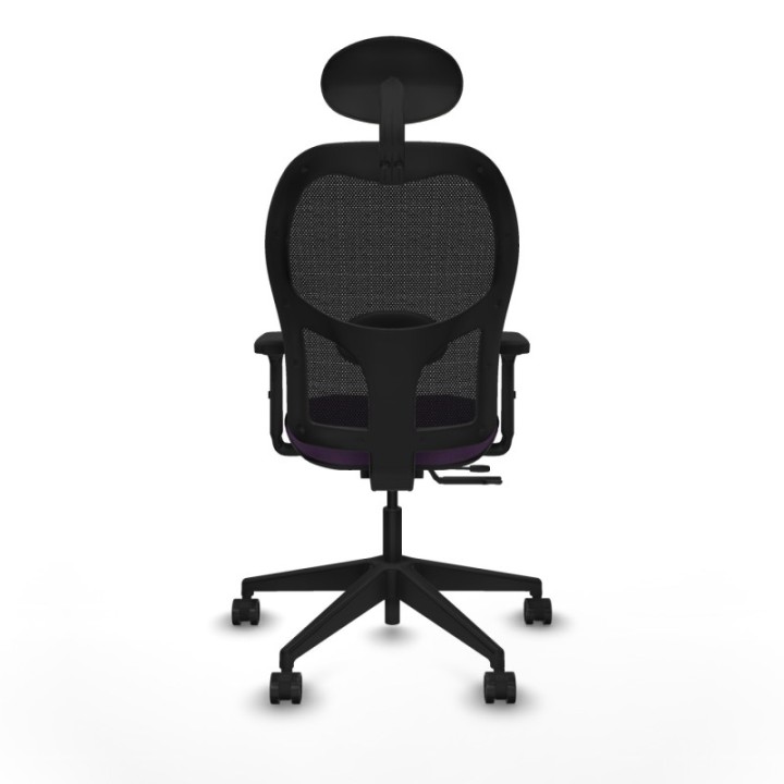 Alocén traslack malla negra bali morado brazos 2D base piramidal cabecero fijo ruedas nailon 65mm