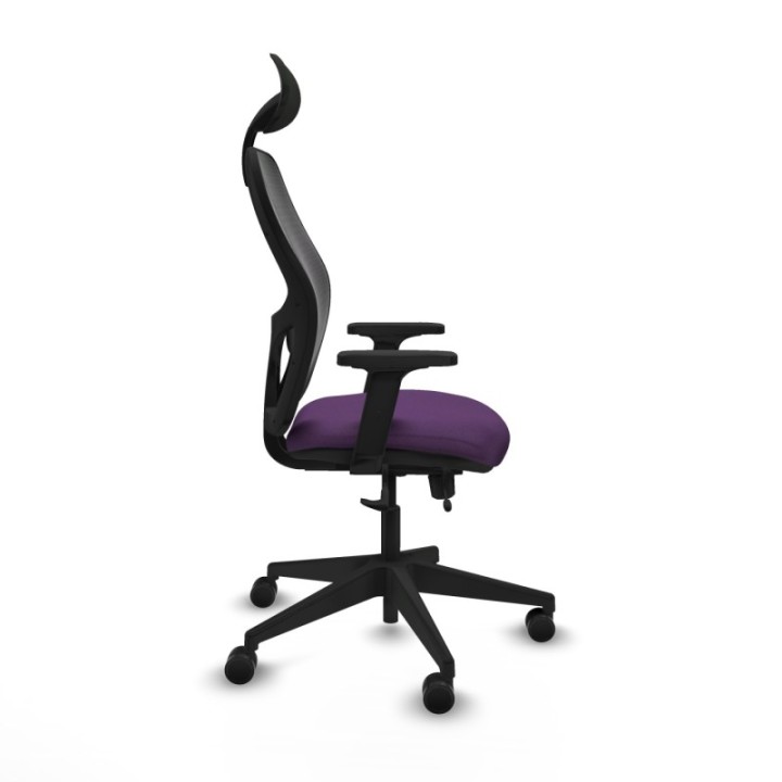 Alocén traslack malla negra bali morado brazos 2D base piramidal cabecero fijo ruedas nailon 65mm