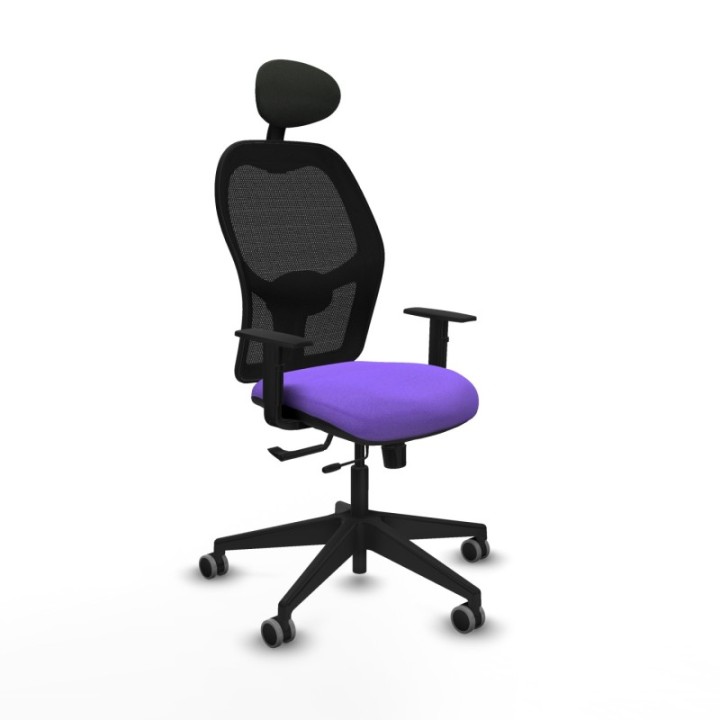 Alocén traslack malla negra bali lila brazos 1D base piramidal cabecero fijo ruedas engomadas 65mm