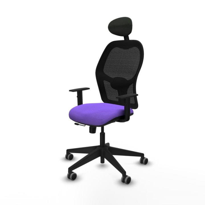 Alocén traslack malla negra bali lila brazos 1D base piramidal cabecero fijo ruedas engomadas 65mm