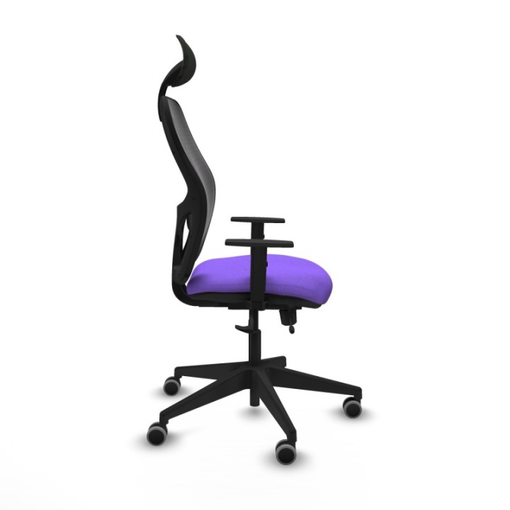 Alocén traslack malla negra bali lila brazos 1D base piramidal cabecero fijo ruedas engomadas 65mm