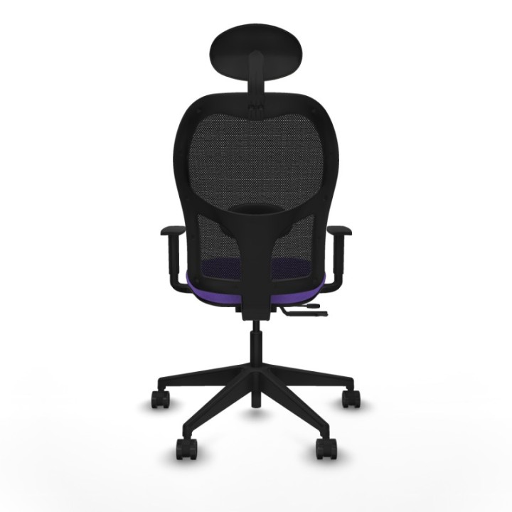 Alocén traslack malla negra bali lila brazos 1D base piramidal cabecero fijo ruedas nailon 65mm